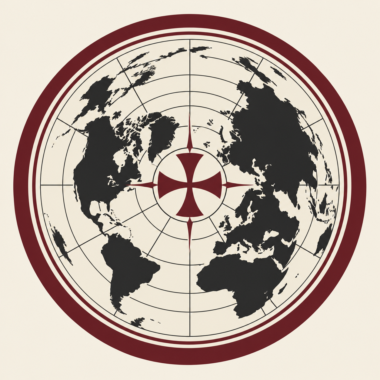 The Realist Institute emblem: a polar world map and compass-cross